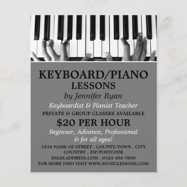 Keyboard-Player, Tastatur, Klavierunterricht Flyer (Vorne)