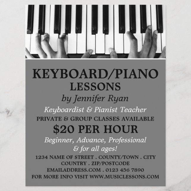 Keyboard-Player, Tastatur, Klavierunterricht Flyer (Vorne)