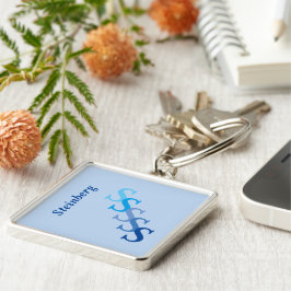 Keychain - Blue Name and Initials Schlüsselanhänger