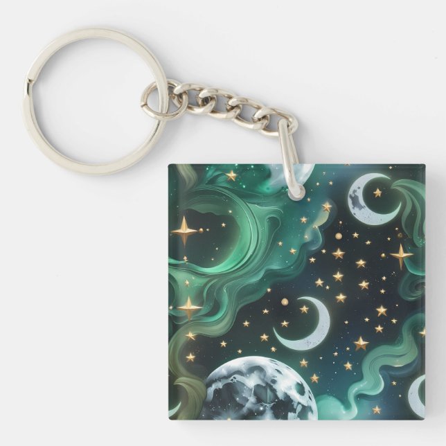 Keychain - Emerald Green Celestial Moon (Devant)
