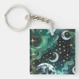 Keychain - Emerald Green Celestial Moon Schlüsselanhänger