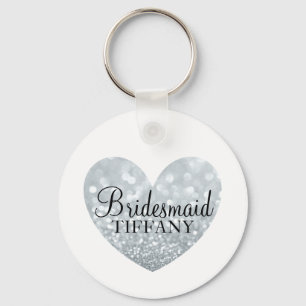 Keychain - Glitter Heart Bridesmaid Name Schlüsselanhänger