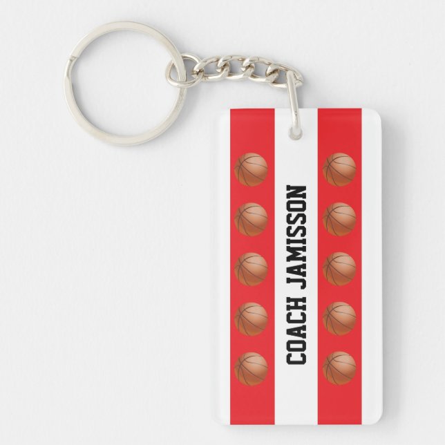 Keychain, Red & White for Basketball Coach, Player Schlüsselanhänger (Vorderseite)