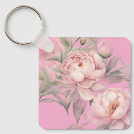  Keychains Pink Peonies, Pretty Garden Flowers Schlüsselanhänger