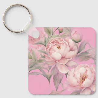 Keychains Pink Peonies, Pretty Garden Flowers Schlüsselanhänger
