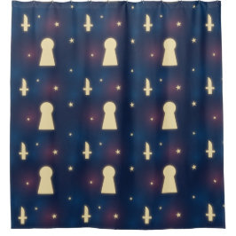 Keyhole Knife Star Pattern Shower Curtain Duschvorhang