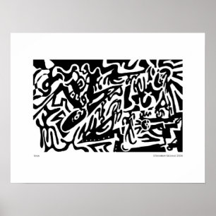 "Keys", digital B&W abstrakt Poster