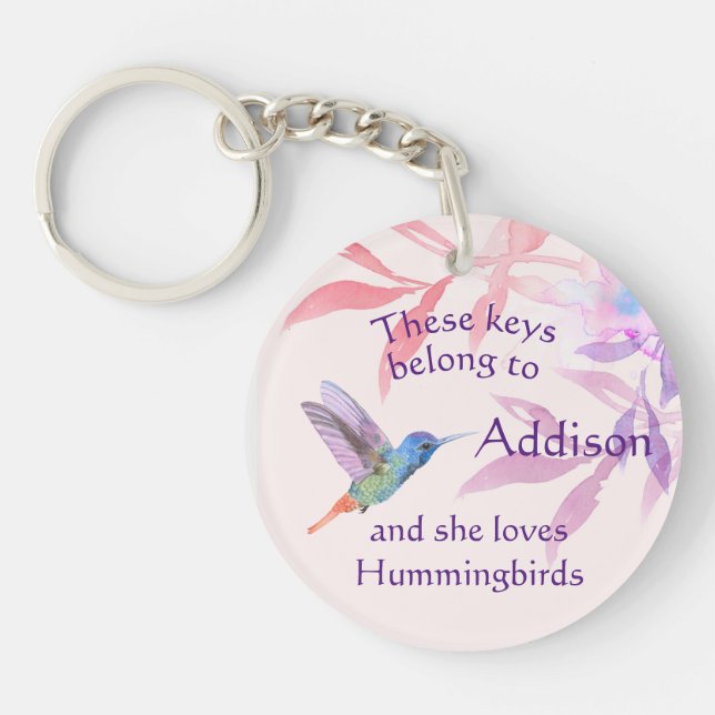 Keys Individuelle Name Lieben Hummingbirds Schlüsselanhänger (Vorderseite)