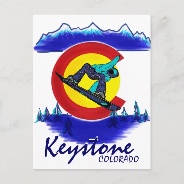 Keystone Colorado Carte postale turquoise snowboar (Devant)