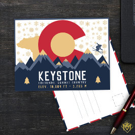 Keystone Colorado Flag Berg Skikletterer Postkarte