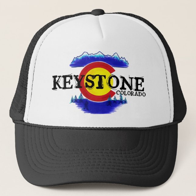 Keystone Colorado Kunstflagge Lokaler Hut Truckerkappe (Vorderseite)