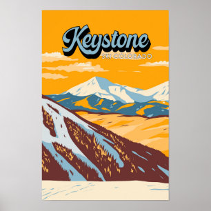 Keystone Colorado Winterskigebiet Vintag Poster