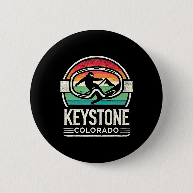 Keystone Snowboarding Retro Colorado Bergschnee Button (Vorderseite)