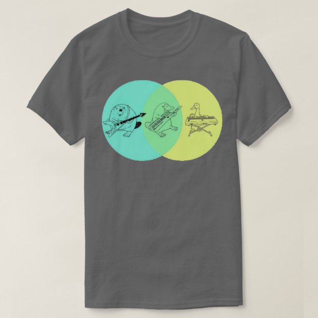 Keytar Platypus Venn Diagramm T-Shirt (Design vorne)