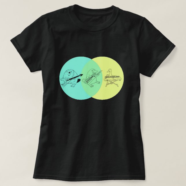 Keytar Platypus Venn Diagramm T-Shirt (Design vorne)