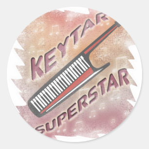 Keytar Superstar Runder Aufkleber