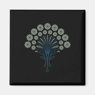 KF 0358 E - Vintag Retro Daisies 70er Floral Patte Magnet