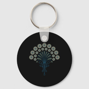 KF 0358 E - Vintag Retro Daisies 70er Floral Patte Schlüsselanhänger