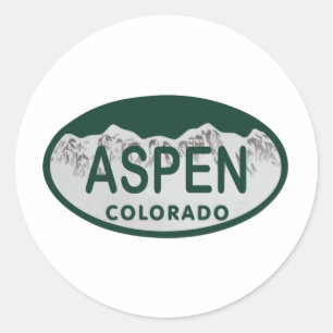 Kfz-Kennzeichen Aspen Colorado Runder Aufkleber