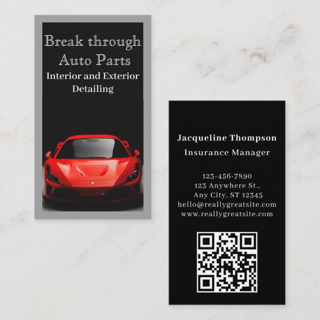 Kfz-Reparatur Automotive Red Car Auto Mechanik qr  Visitenkarte (Vorne/Hinten)