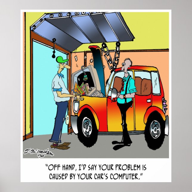 Kfz-Reparatur-Cartoon 8532 Poster (Vorne)