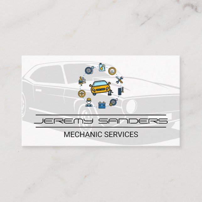 Kfz-Service und Teile | Mechanik Visitenkarte (Vorderseite)