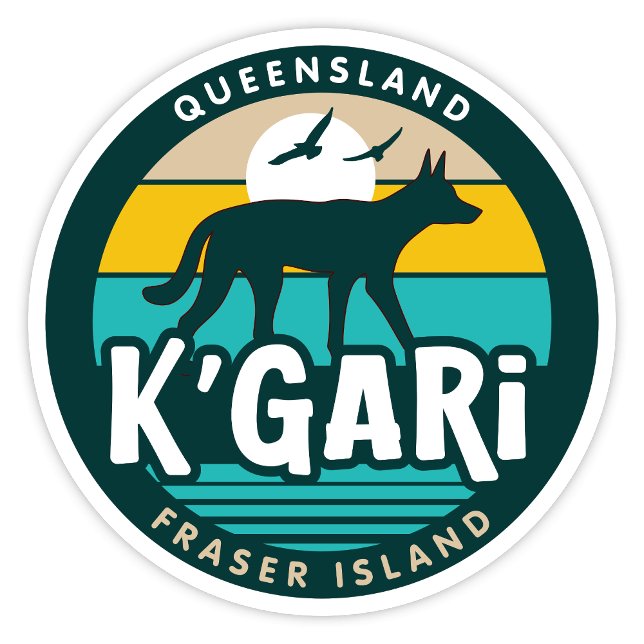 K'Gari, Queensland Australien Sticker (K'Gari, Fraser Island, Queensland Retro Round Sticker)