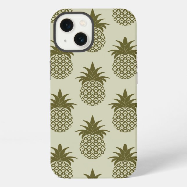 Khaki Ananasmuster iPhone Hülle (Rückseite)