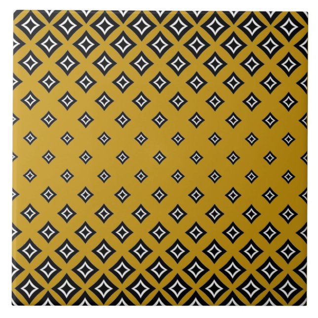 Khaki Background and Geometric Square Pattern Fliese (Vorderseite)