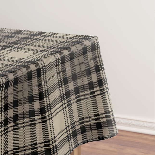 Khaki Beige Black Tartan Kariertes Muster Tischdecke (Beispiel)