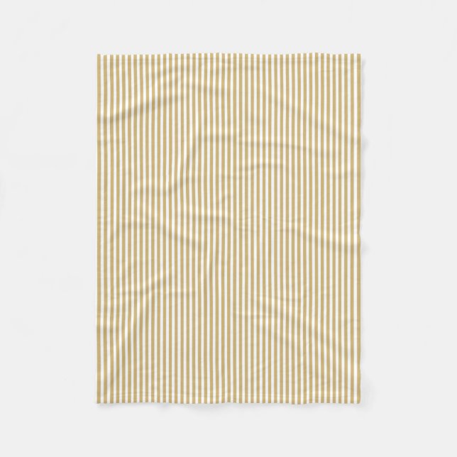 Khaki Beige und White Cabana Streifen Fleecedecke (Vorderseite)