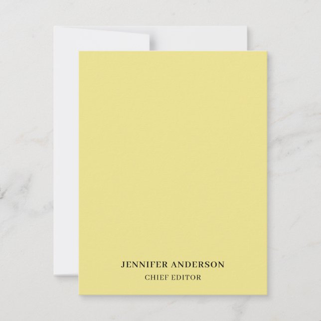 Khaki Color Professional Modern Plain Minimalist Mitteilungskarte (Vorderseite)