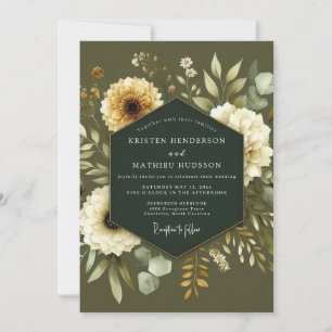 Khaki-Creme Botanische Hochzeit Einladung