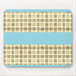 Khaki Creme Gingham Blue Strip Mauspad
