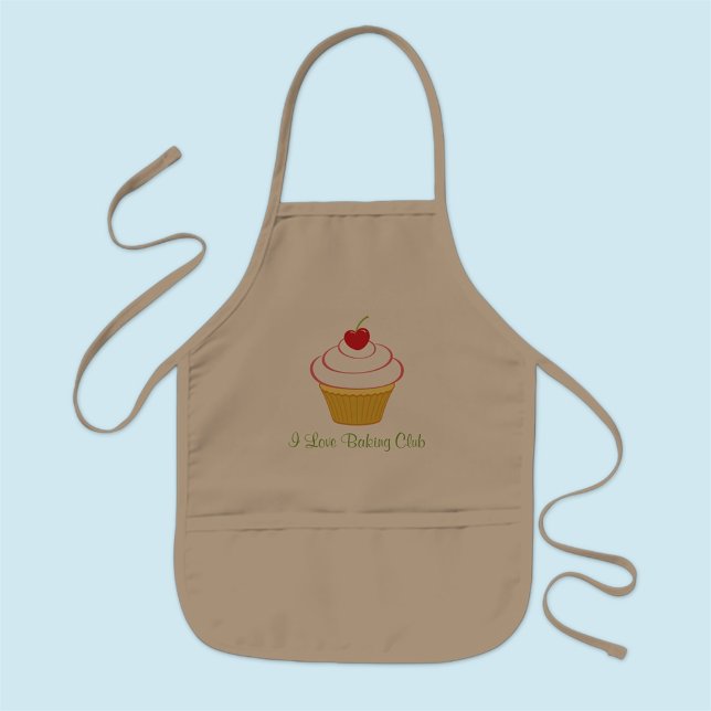Khaki Custom Schürze I Liebe Baking Club (MISOOK Kids Khaki Apron with Cupcake)