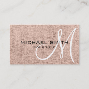 Khaki Elegant Monogram Leinwand Look Visitenkarte