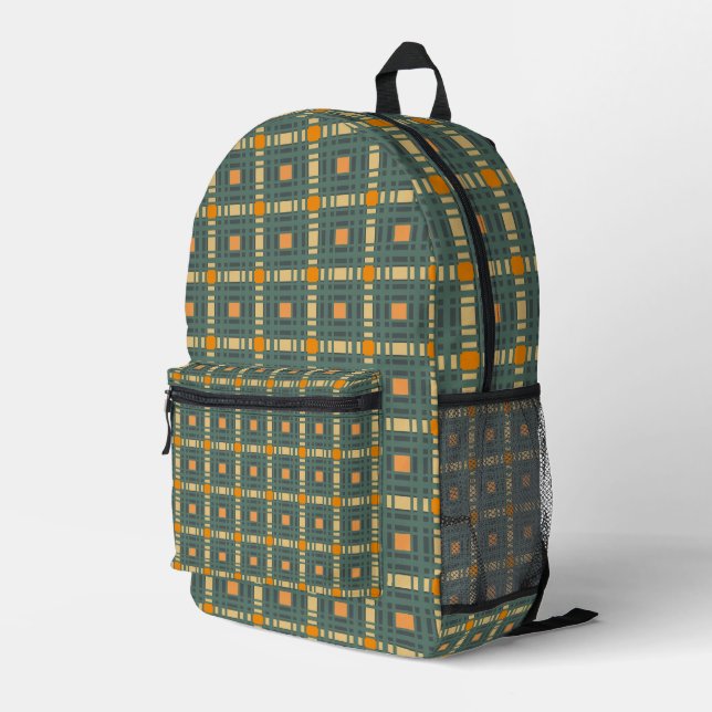 Khaki kariert tartan bedruckte Rucksack (Rückseitige Ecke Rechts)