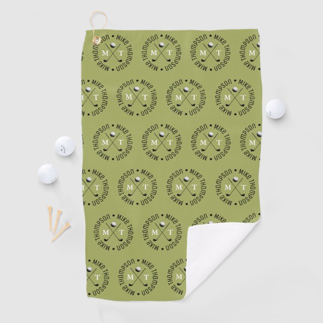 khaki Logo Monogram für Golfspieler Golfhandtuch (Insitu)