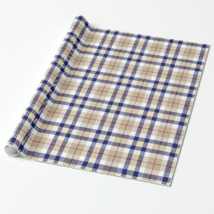 Khaki Navy Blau Burgund Weiß XL Karo Tartan Geschenkpapier
