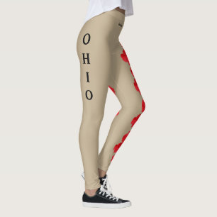 Khaki Ohio State Scarlet Carnation Leggings