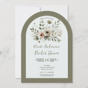 Khaki Olive Green Watercolor Brautparty Einladung