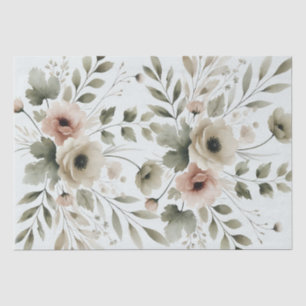 Khaki Olivgrüne Wasserfarbe Florale Hochzeit Seidenpapier