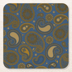 Khaki Paisley zu Blue Jean motif Rechteckiger Pappuntersetzer