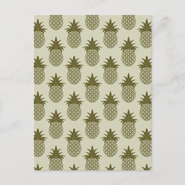 Khaki Pineapple Pattern Postkarte (Vorderseite)