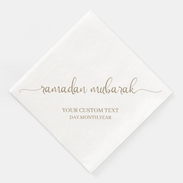 Khaki Ramadan Mubarak Calligraphy Custom Serviette (Ecke)