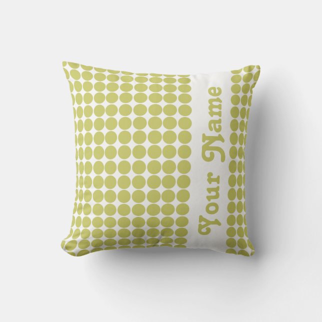Khaki Safari Dots mit benutzerdefiniertem Text Kissen (Vorderseite)