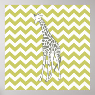 Khaki Safari Zickzack mit Pop Art Giraffe Poster
