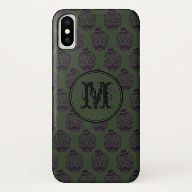 Khaki Skull Halloween Personalisiert Monogram Case-Mate iPhone Hülle (Rückseite)