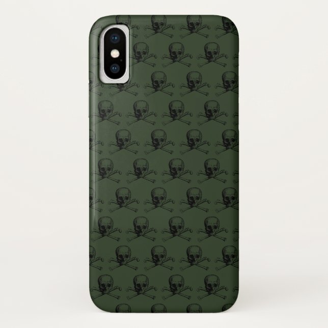 Khaki Skull Halloween Personalisierter Name Case-Mate iPhone Hülle (Rückseite)