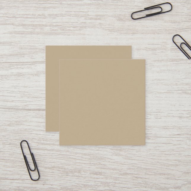 Khaki Square Business Card Quadratische Visitenkarte (Vorderseite/Rückseite Beispiel)